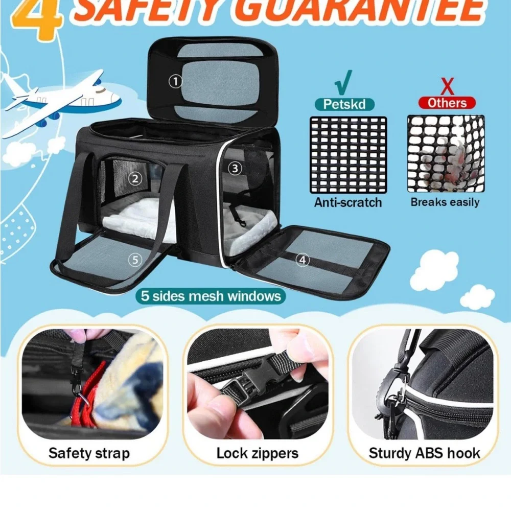 Top-Expandable Pet Carrier 17x12x8.5 Inches JetBlue Allegiant Spirit Airline